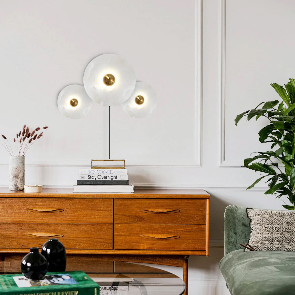 Round Alabaster Plug-In Wall Lamp Trio - Letslighting