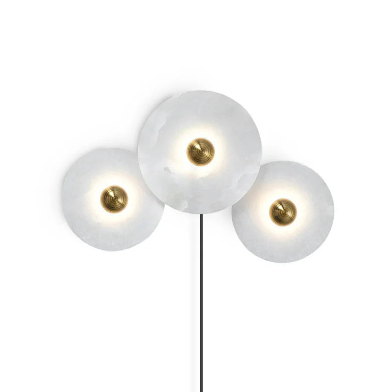 Round Alabaster Plug-In Wall Lamp Trio - Letslighting