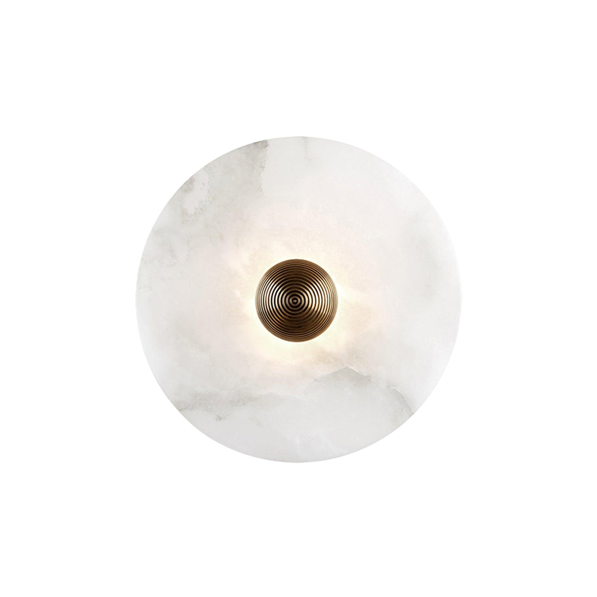 Round Wall Lamp Alabaster Fluted Brass - Letslighting