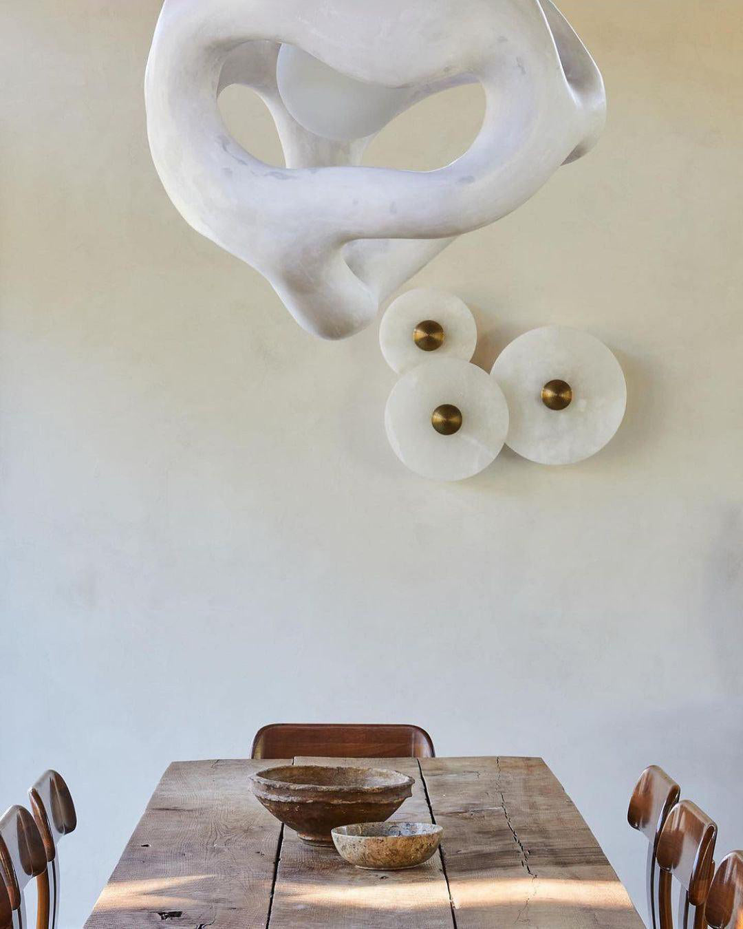 Round Wall Lamp Alabaster Fluted Brass - Letslighting
