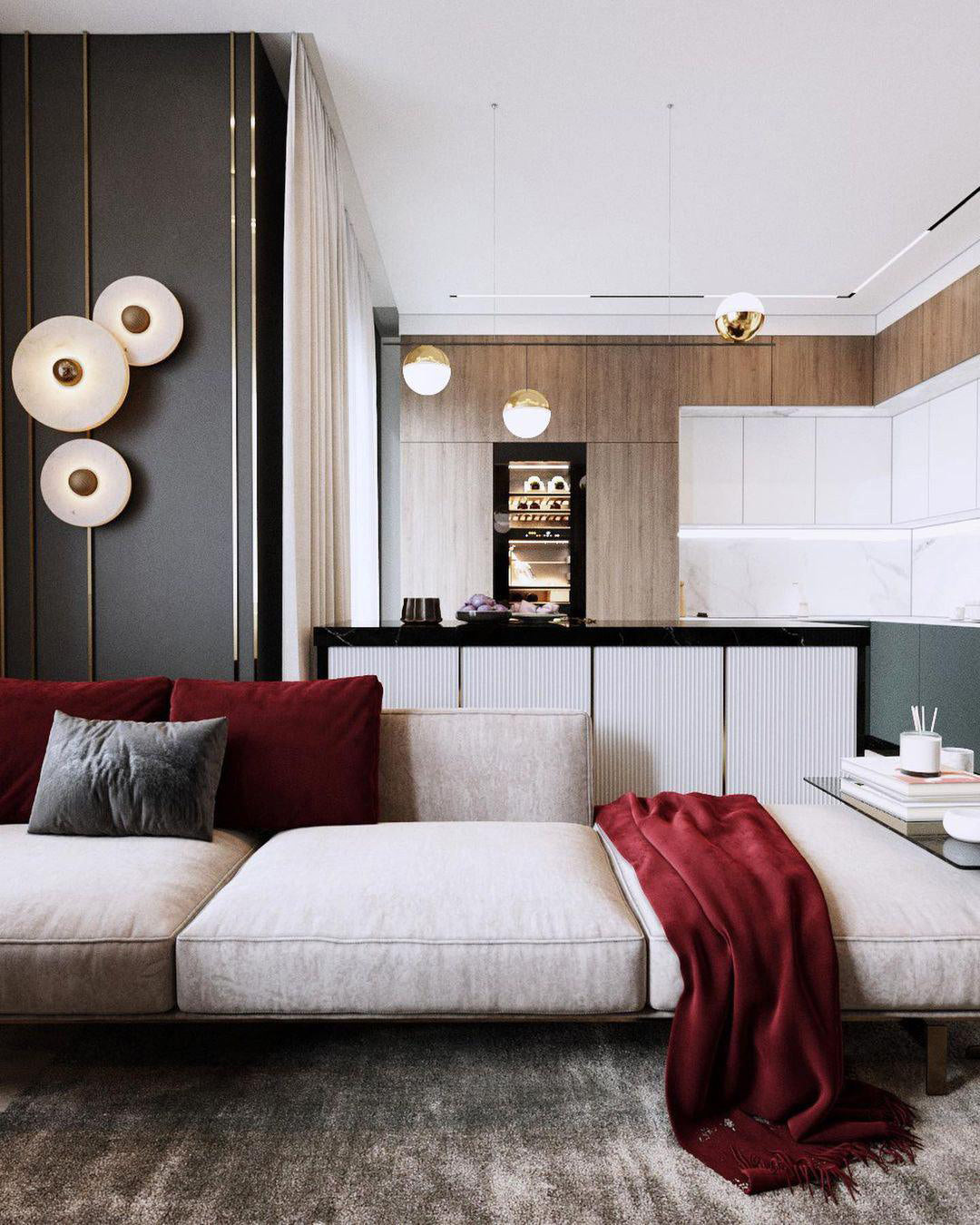 Round Wall Lamp Alabaster Fluted Brass - Letslighting