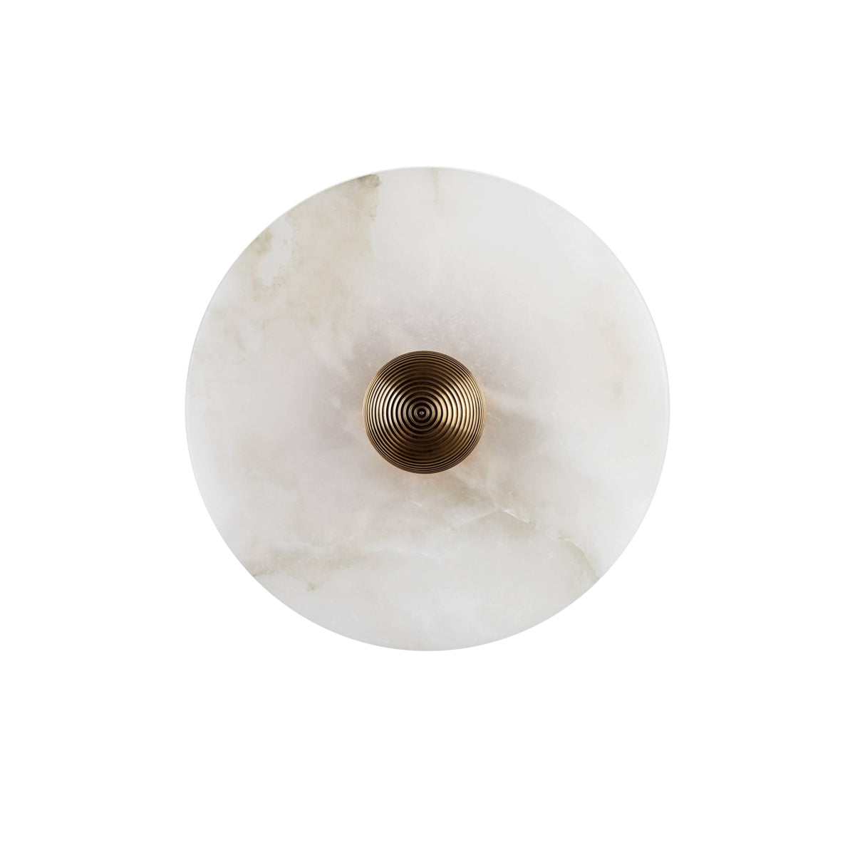 Round Wall Lamp Alabaster Fluted Brass - Letslighting
