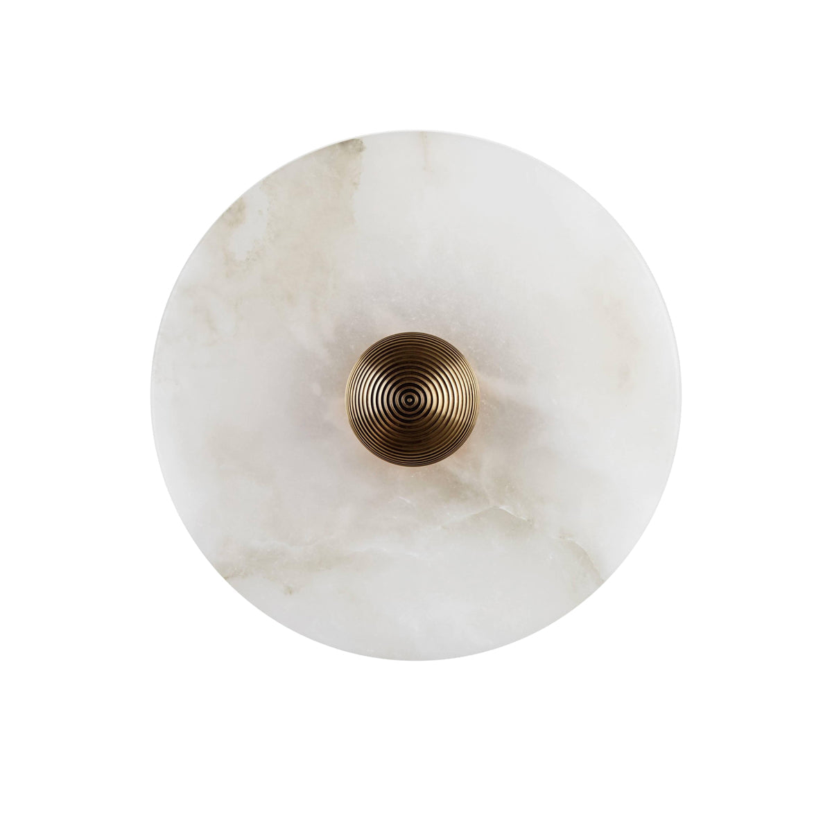 Round Wall Lamp Alabaster Fluted Brass - Letslighting