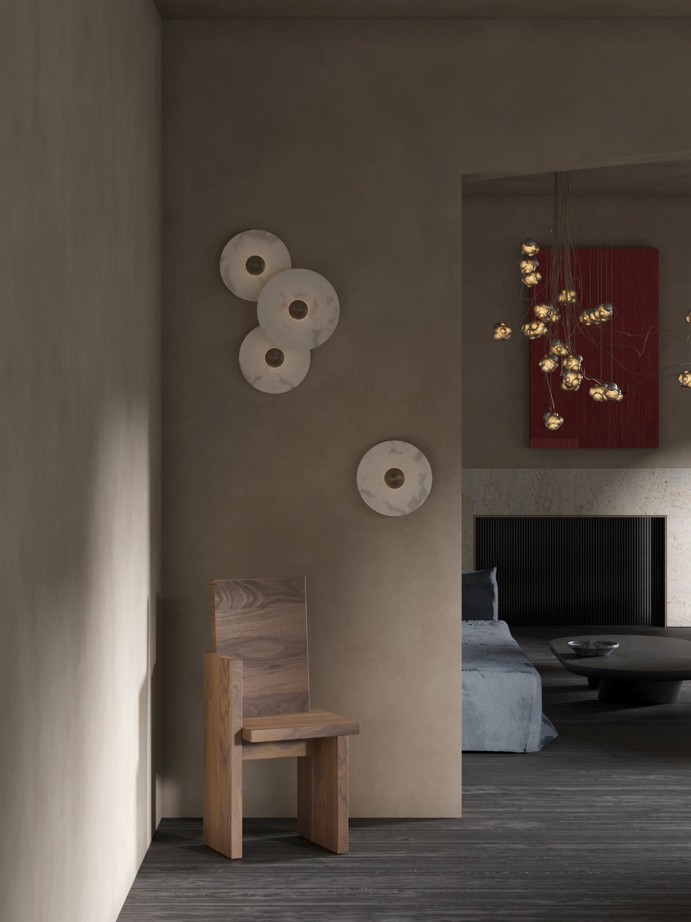 Round Wall Lamp Alabaster Fluted Brass - Letslighting