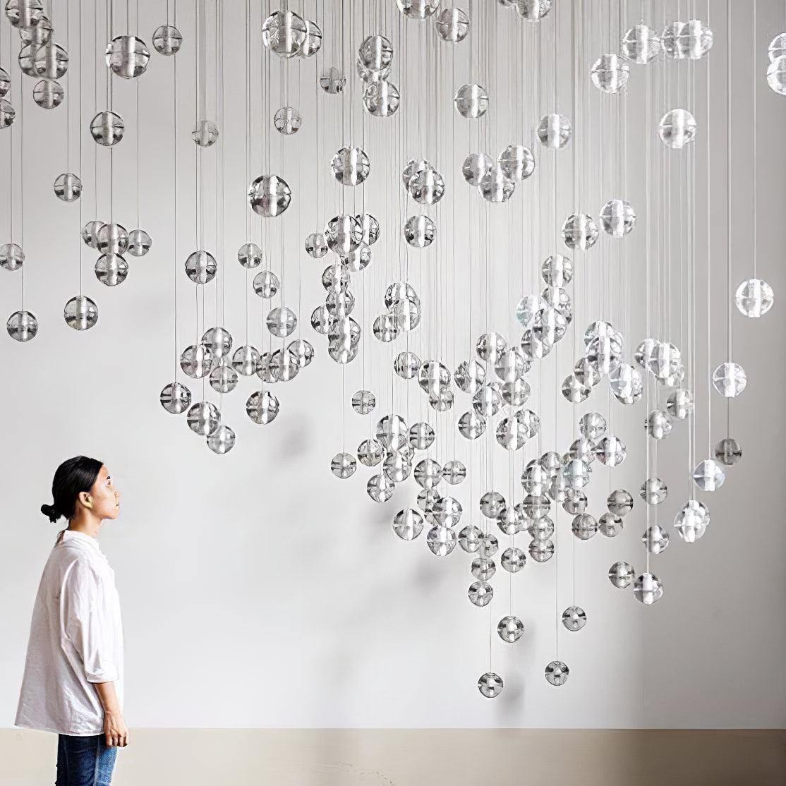 Round Chandelier Hanging Cluster Crystal Drop - Letslighting