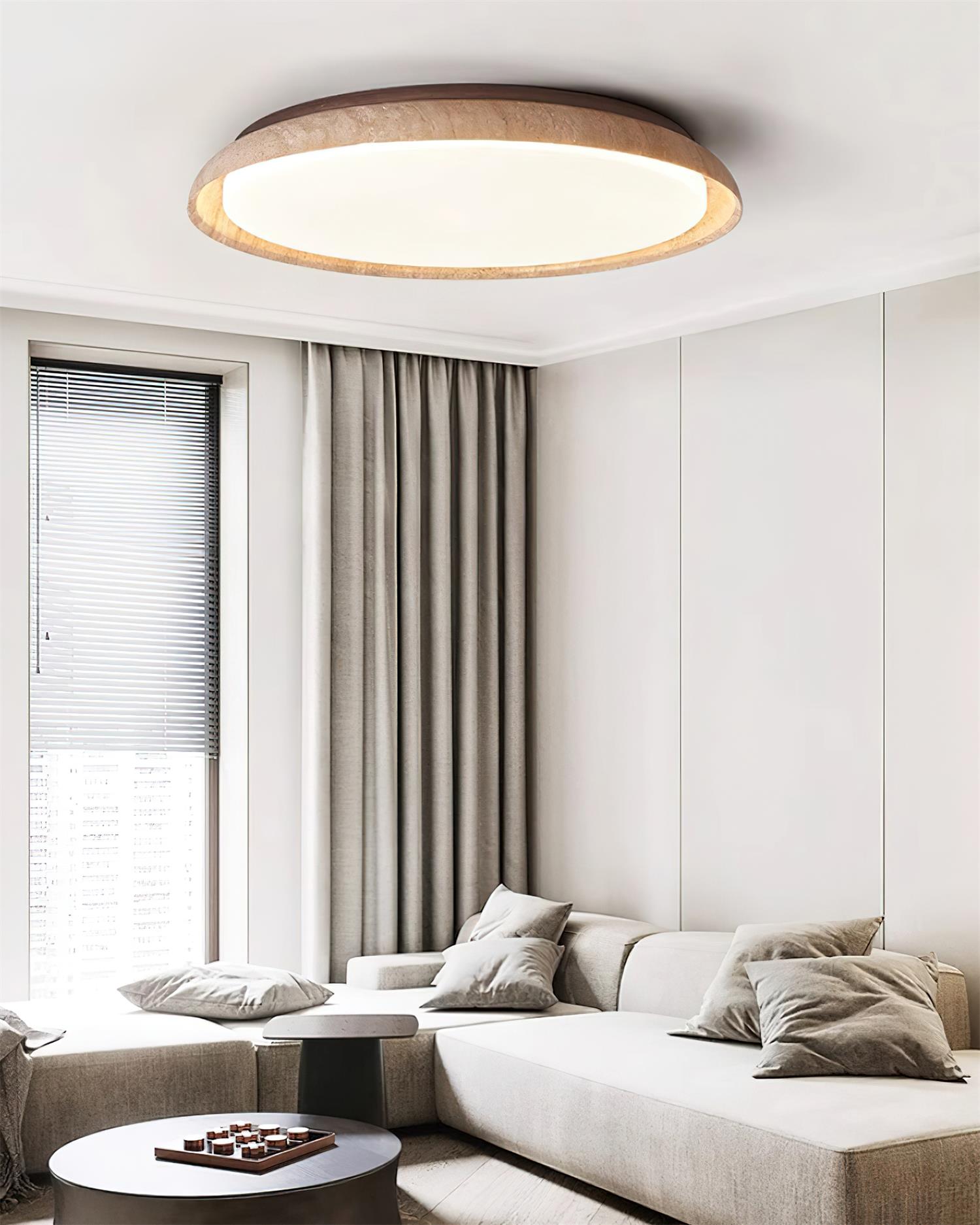 Halo Round Travertine Ceiling Light