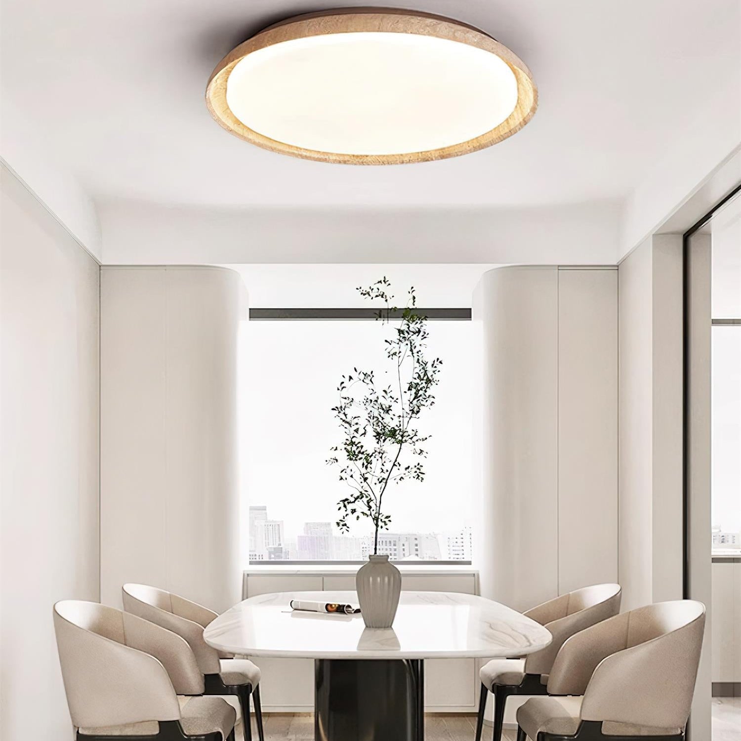 Halo Round Travertine Ceiling Light - Letslighting