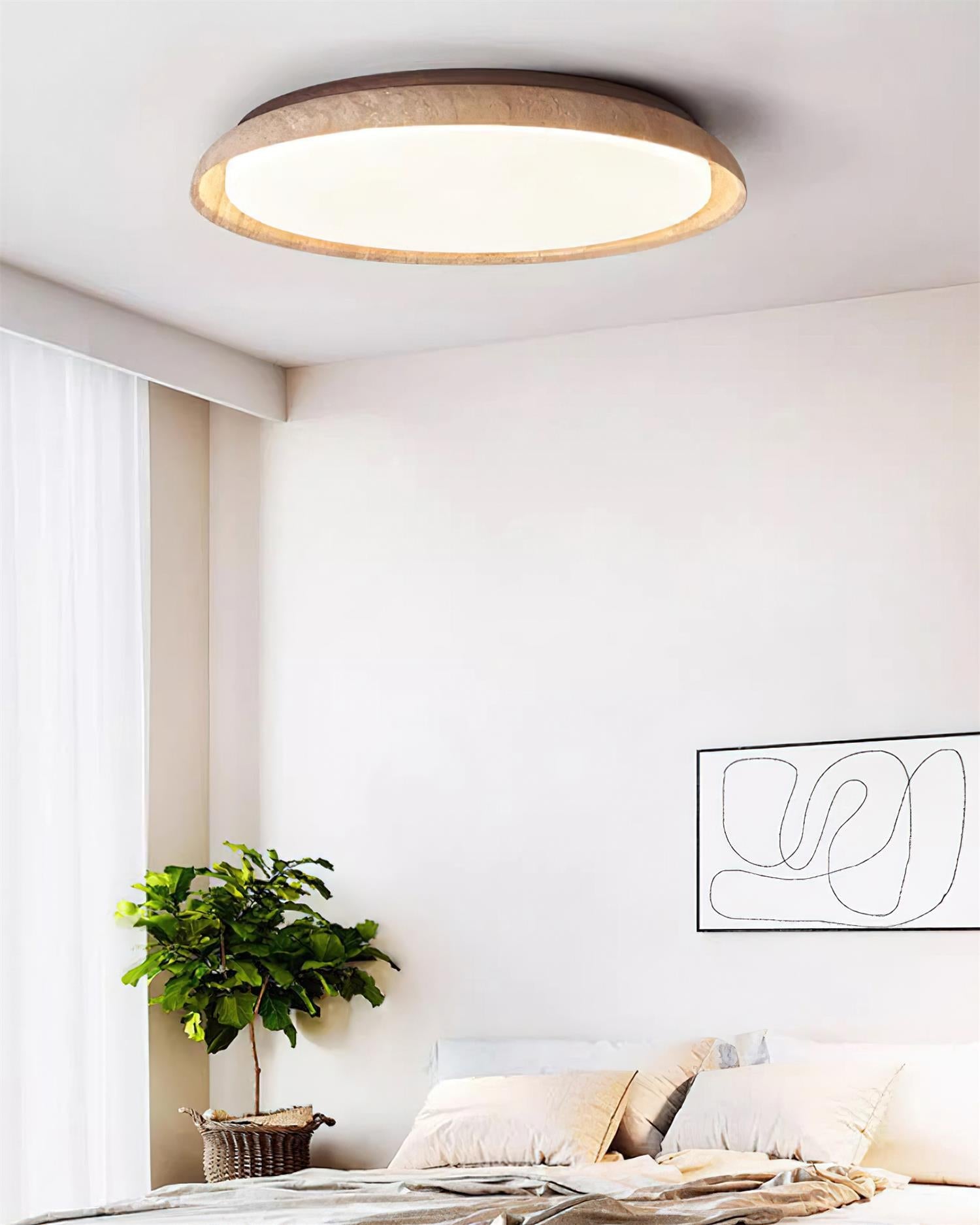 Halo Round Travertine Ceiling Light