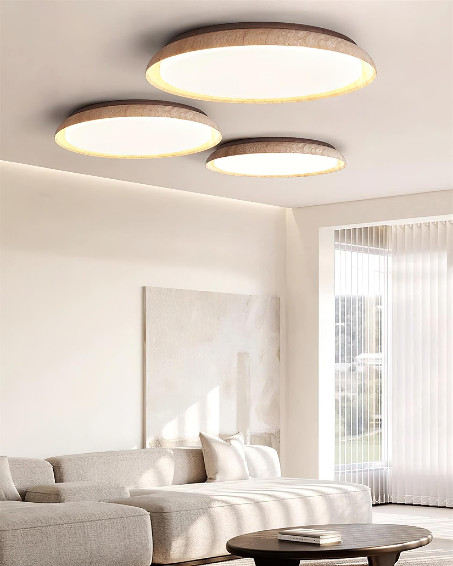 Halo Round Travertine Ceiling Light