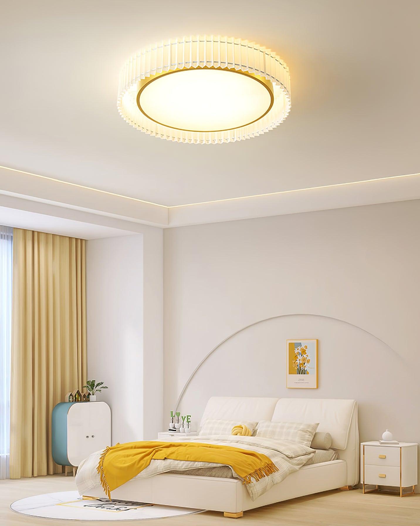 Corinila Round Pleated Fabric Ceiling Lamp - Letslighting