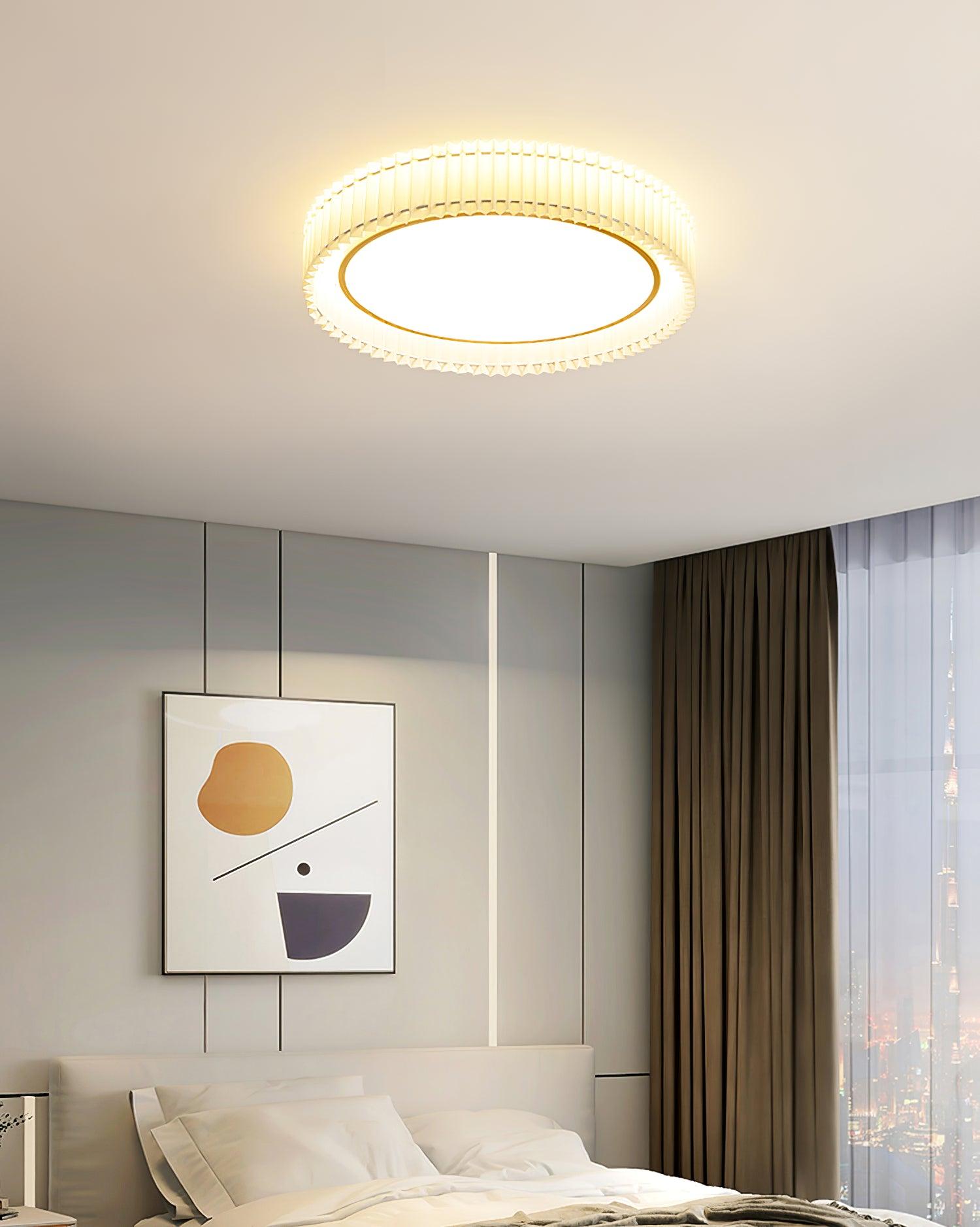 Corinila Round Pleated Fabric Ceiling Lamp - Letslighting