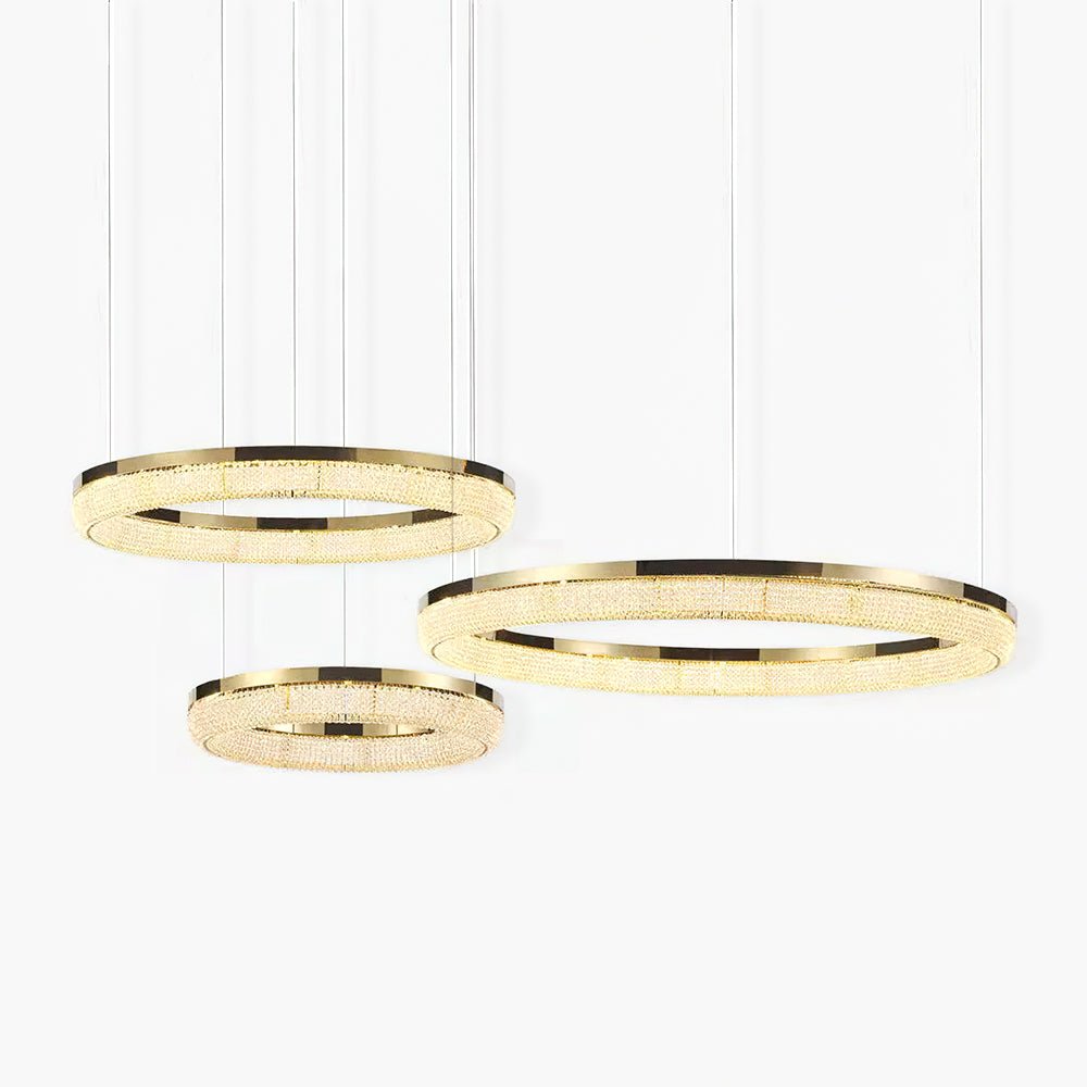 Lustra Chandelier Round Ring Crystal Gold LED - Letslighting