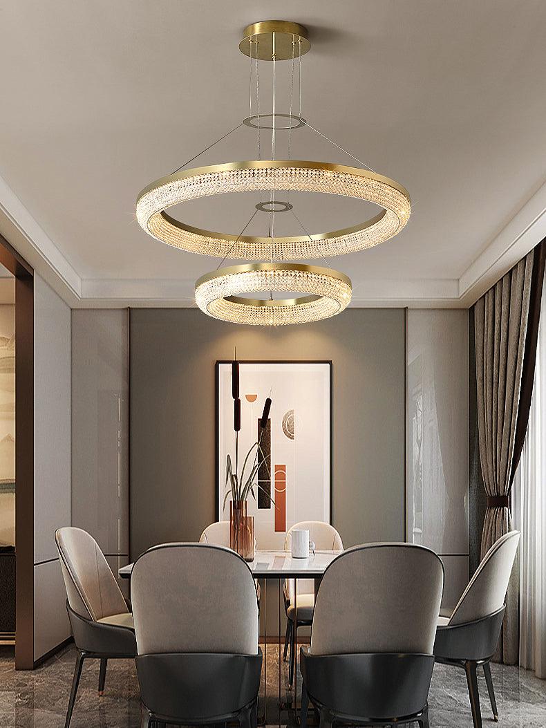 Lustra Chandelier Round Ring Crystal Gold LED - Letslighting