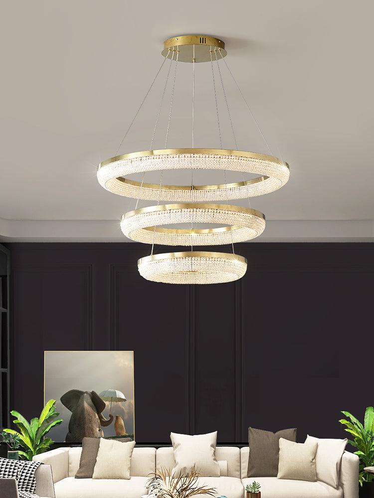 Lustra Chandelier Round Ring Crystal Gold LED - Letslighting