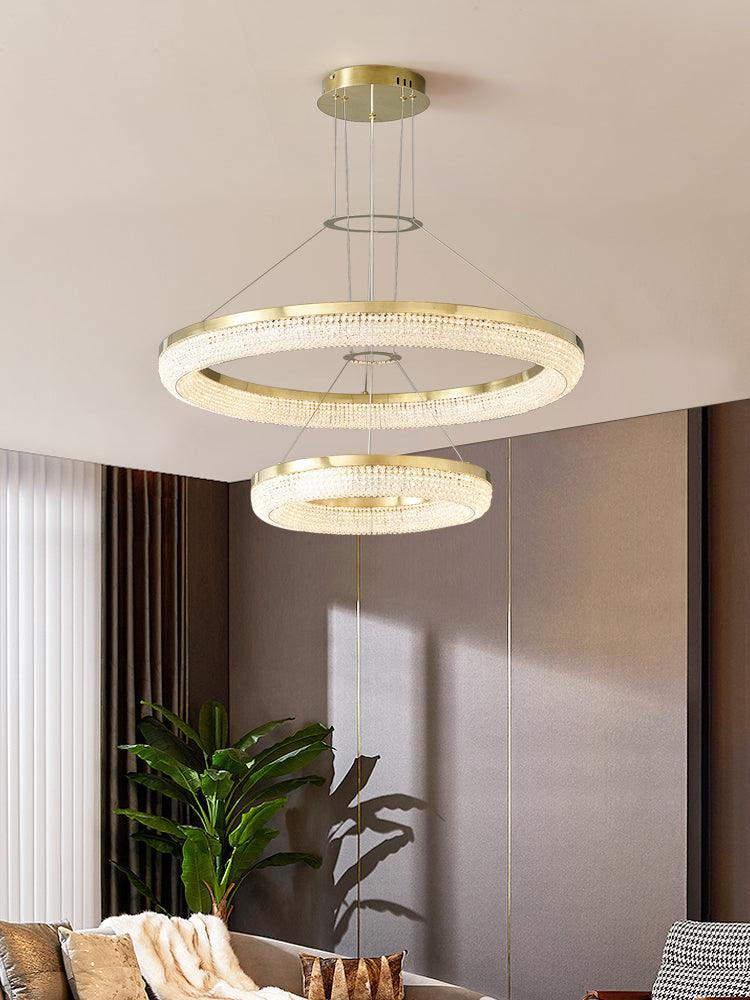 Lustra Chandelier Round Ring Crystal Gold LED - Letslighting