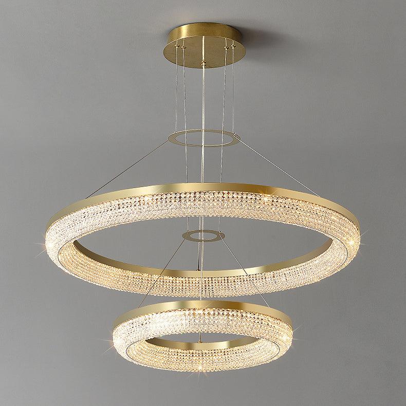 Lustra Chandelier Round Ring Crystal Gold LED - Letslighting