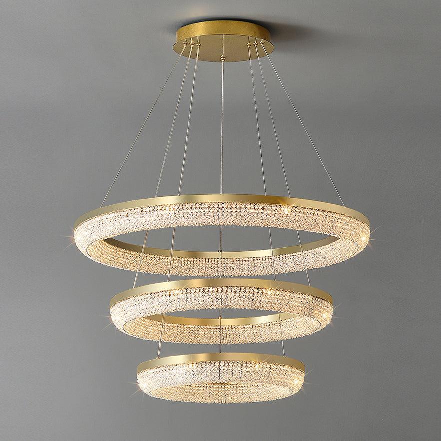 Lustra Chandelier Round Ring Crystal Gold LED - Letslighting