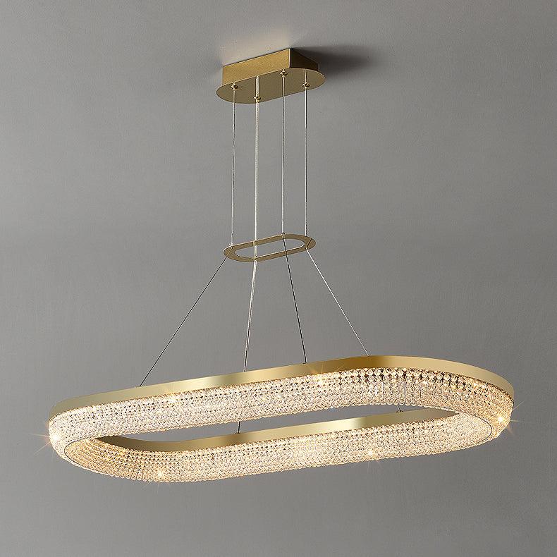 Lustra Chandelier Round Ring Crystal Gold LED - Letslighting