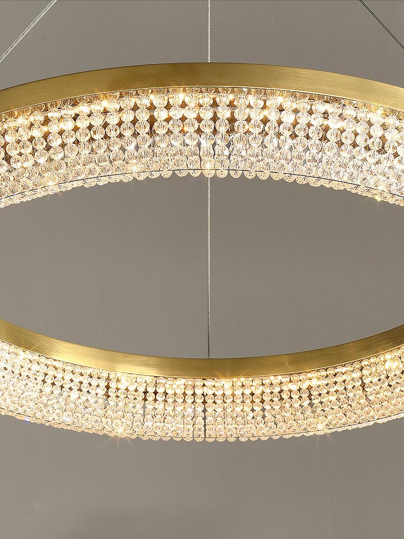 Lustra Chandelier Round Ring Crystal Gold LED - Letslighting