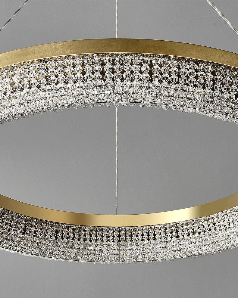 Lustra Chandelier Round Ring Crystal Gold LED - Letslighting