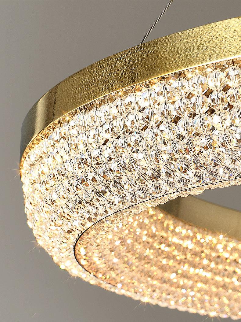 Lustra Chandelier Round Ring Crystal Gold LED - Letslighting