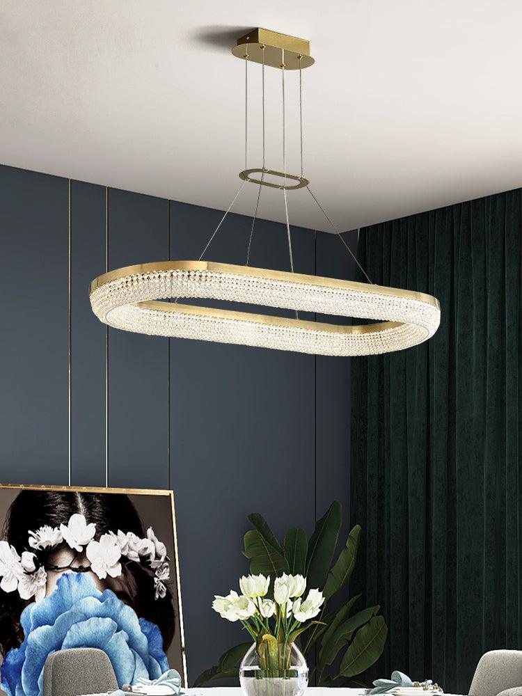Lustra Chandelier Round Ring Crystal Gold LED - Letslighting