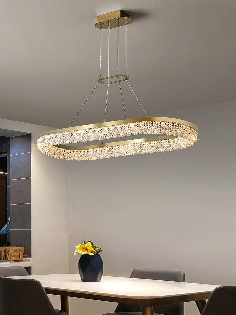 Lustra Chandelier Round Ring Crystal Gold LED - Letslighting