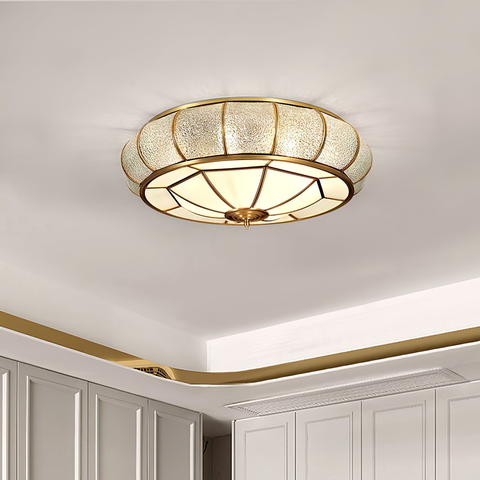 Zothaus Traditional Round Textured Glass Ceiling Light - Letslighting