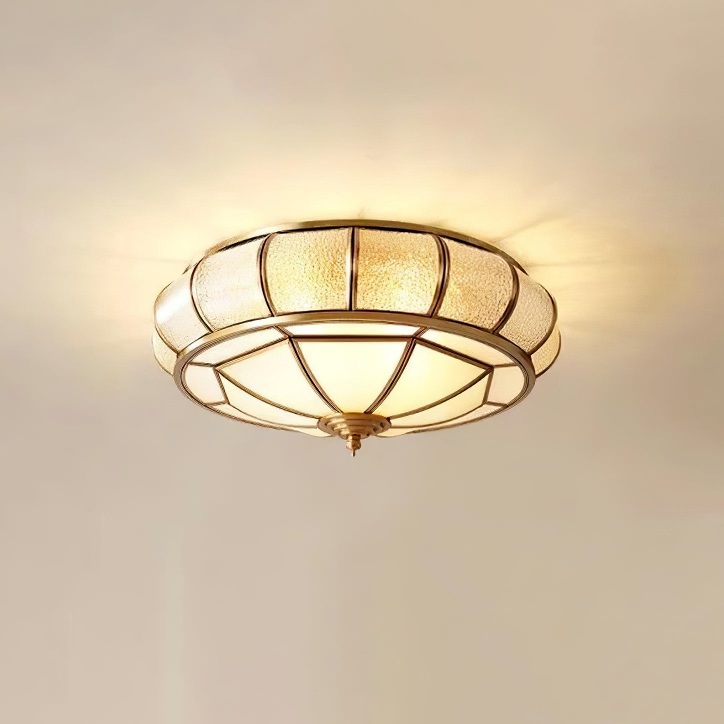 Zothaus Traditional Round Textured Glass Ceiling Light - Letslighting