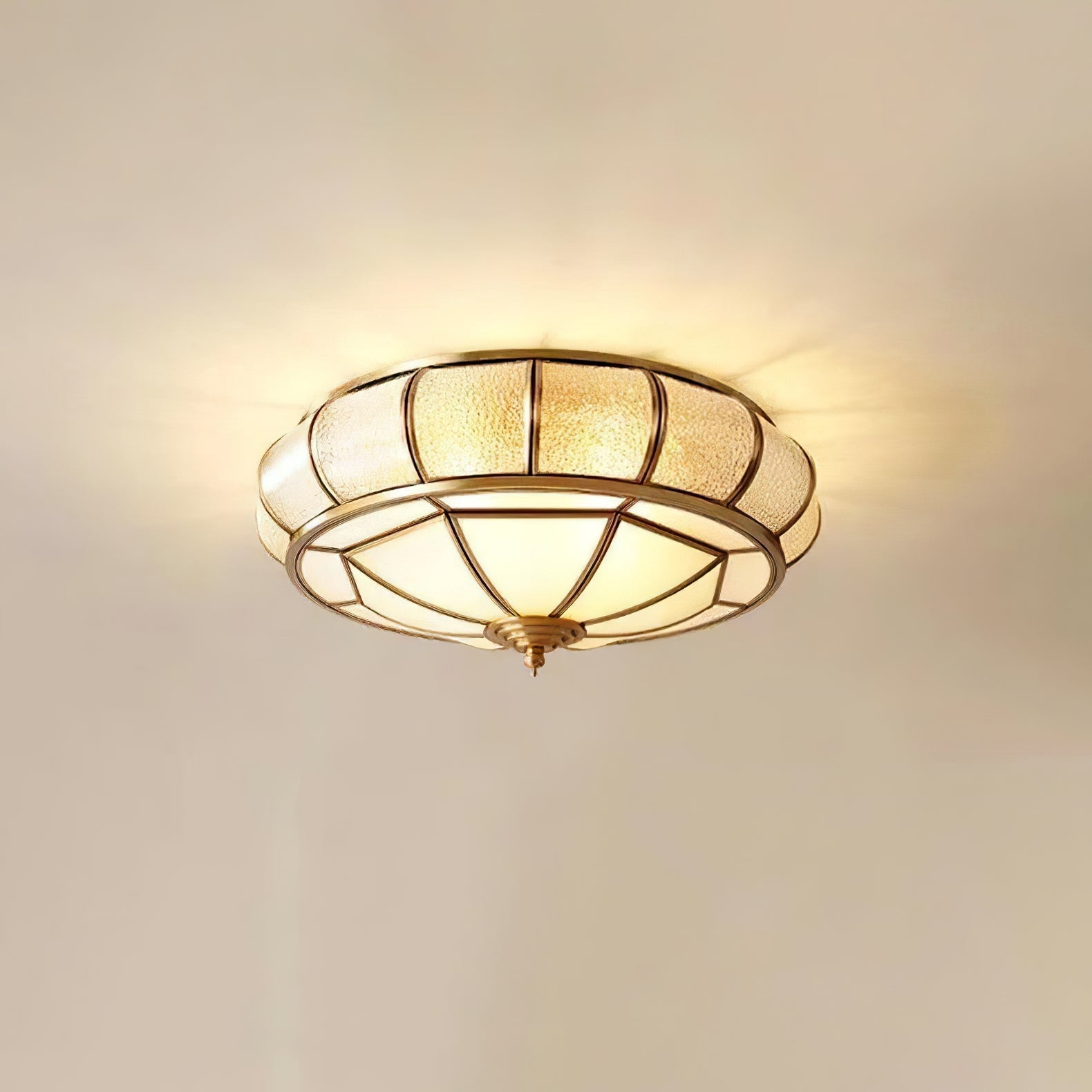 Zothaus Traditional Round Textured Glass Ceiling Light - Letslighting