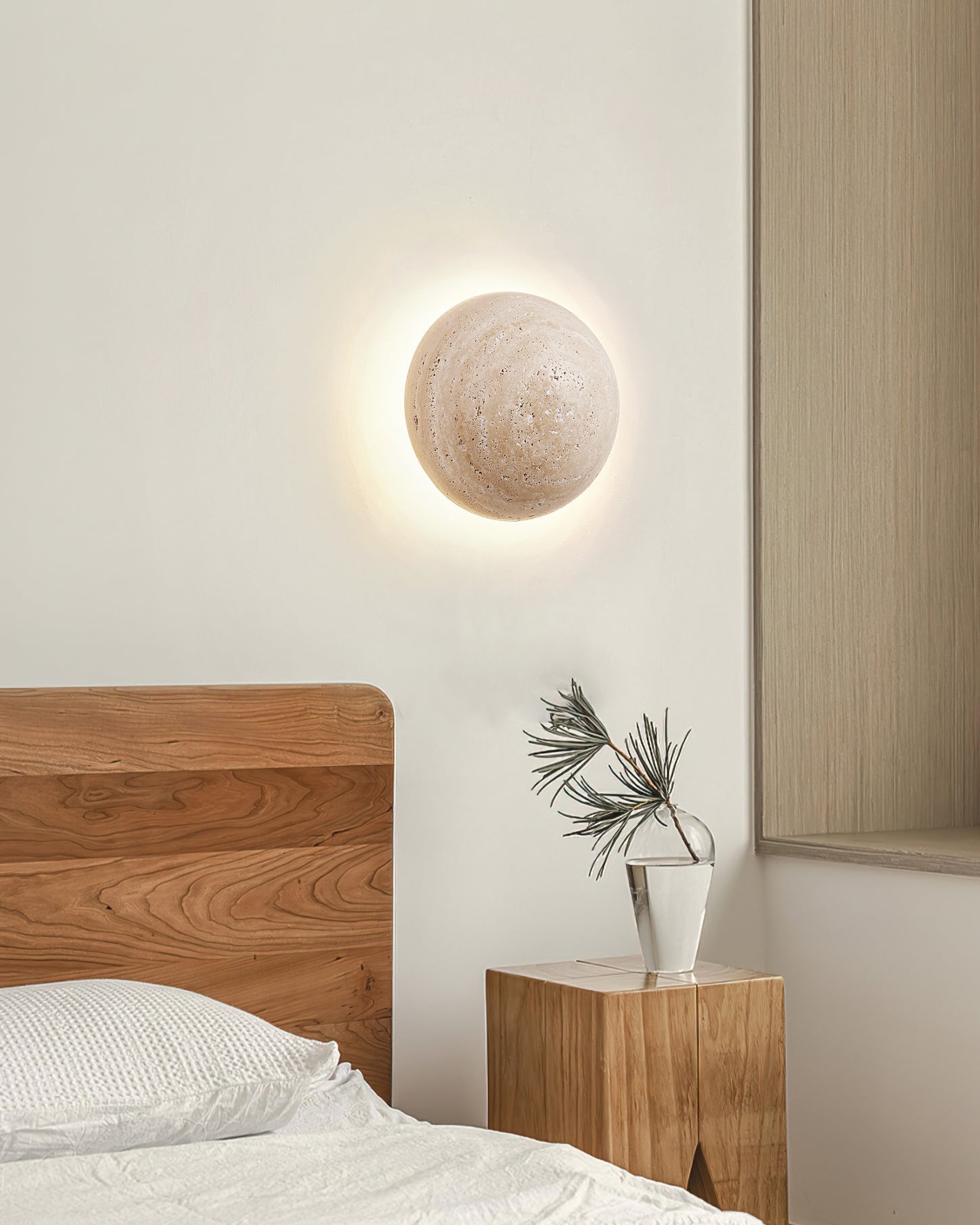 Ritta Round Travertine Wall Lamp - Letslighting