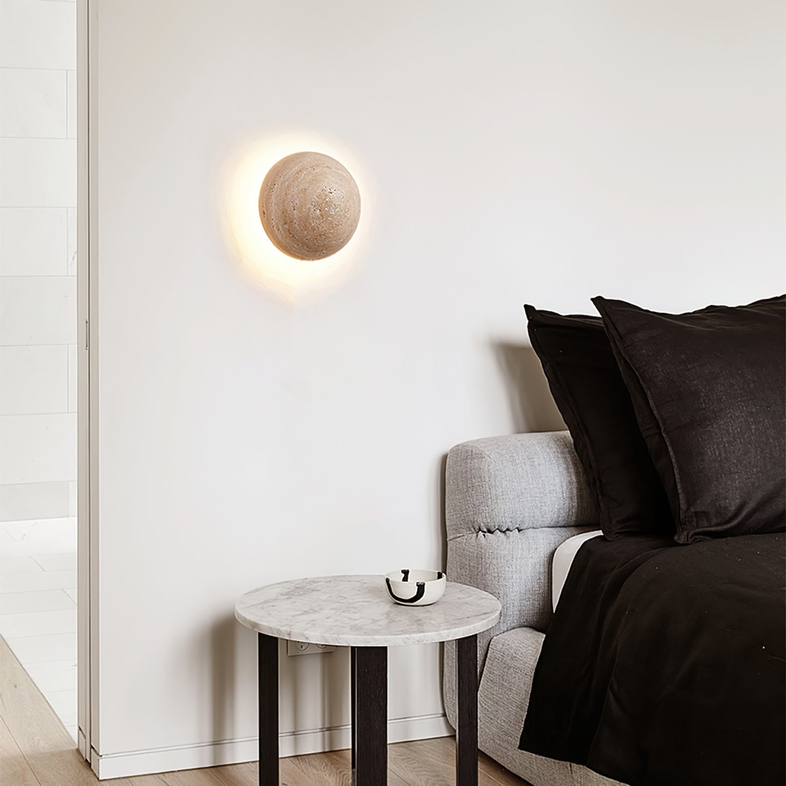Ritta Round Travertine Wall Lamp - Letslighting