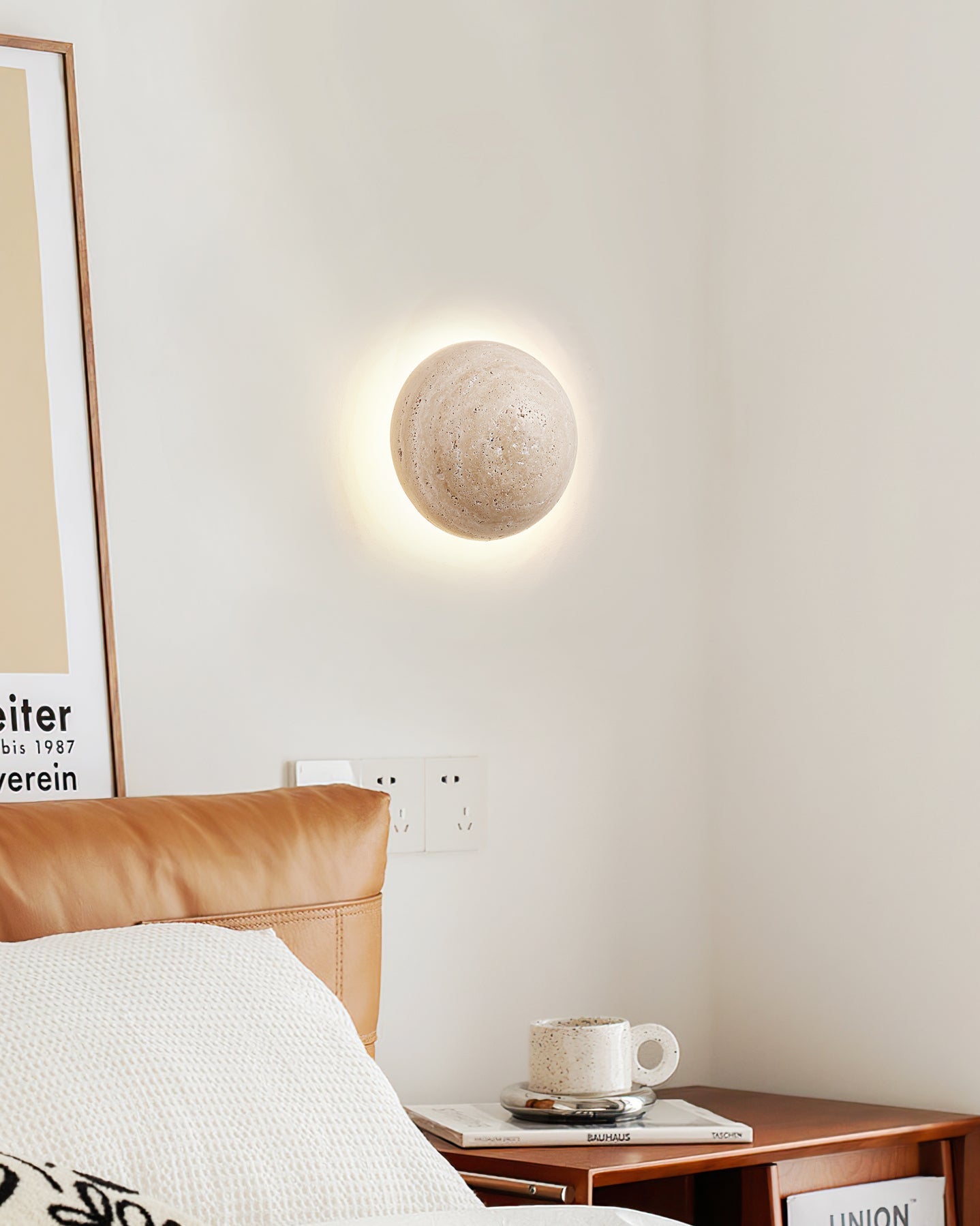 Ritta Round Travertine Wall Lamp - Letslighting