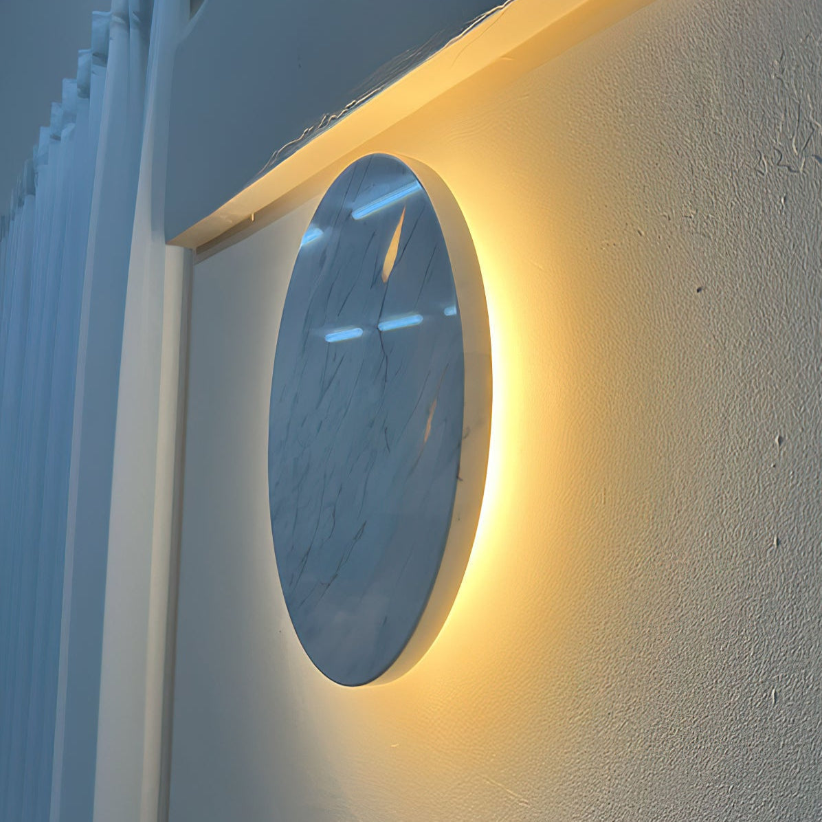 Vasilora Modern Minimalist Round White Marble Sconce Wall Lamp - Letslighting