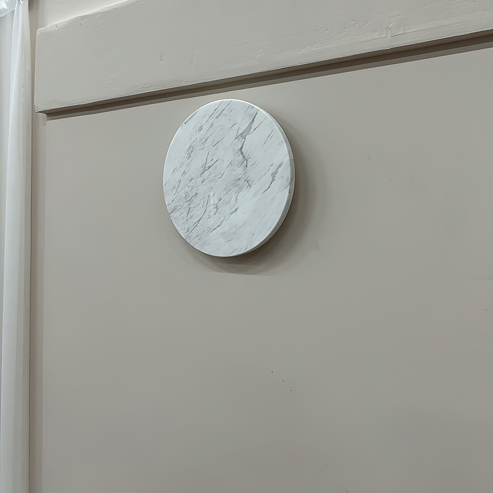 Vasilora Modern Minimalist Round White Marble Sconce Wall Lamp - Letslighting