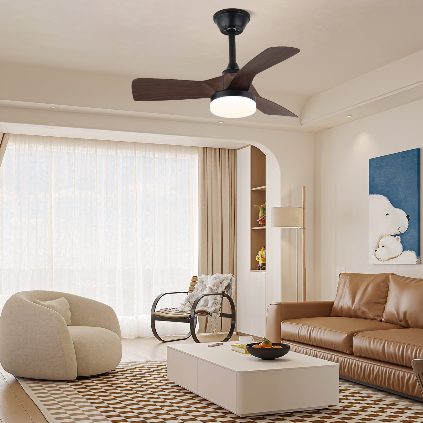 Orlen Minimalist Wood Ceiling Fan Light - Letslighting