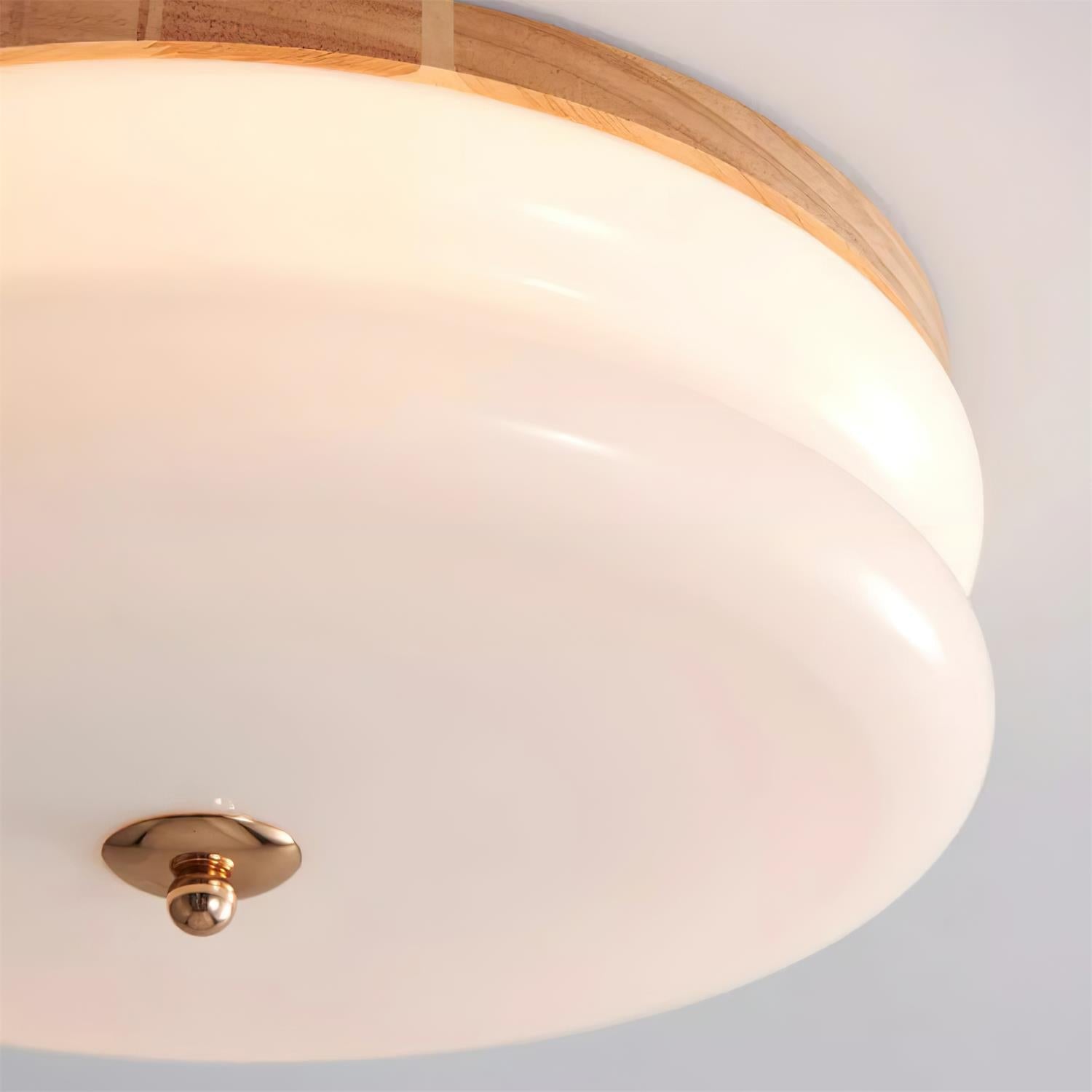 Ceiling Light Double-Layer Glass Disc Walnut Wood Minimalist - Letslighting