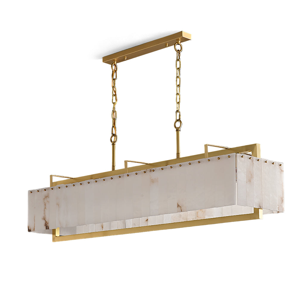 Ruben Chandelier Alabaster Rectangular Luxe - Letslighting