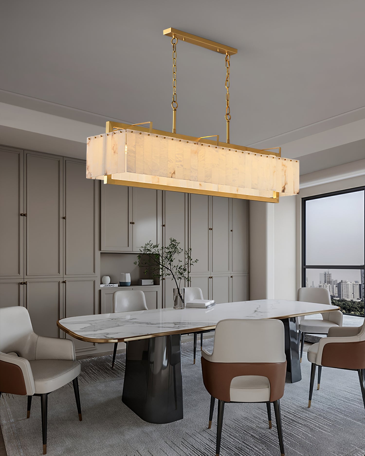 Ruben Chandelier Alabaster Rectangular Luxe - Letslighting