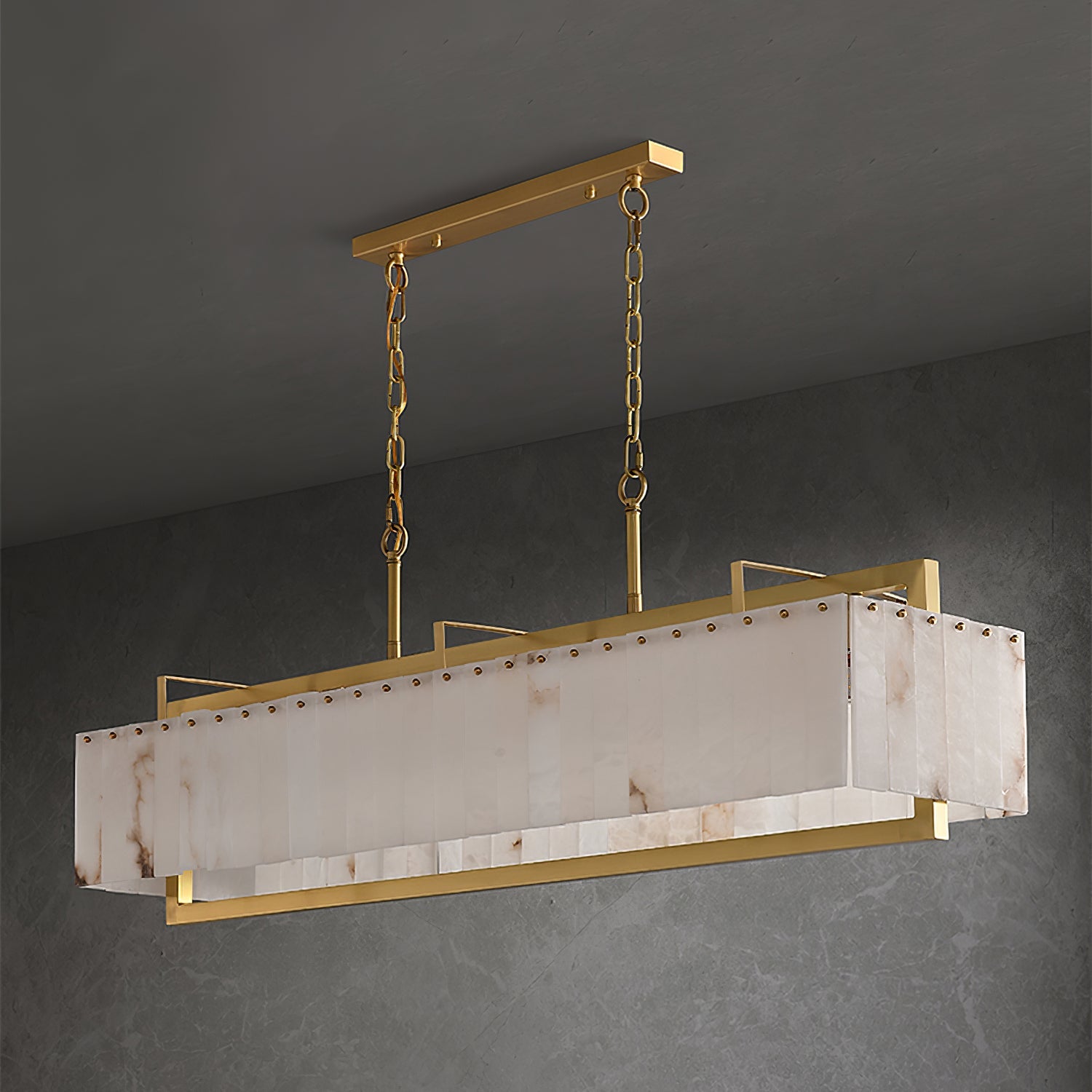 Ruben Chandelier Alabaster Rectangular Luxe - Letslighting