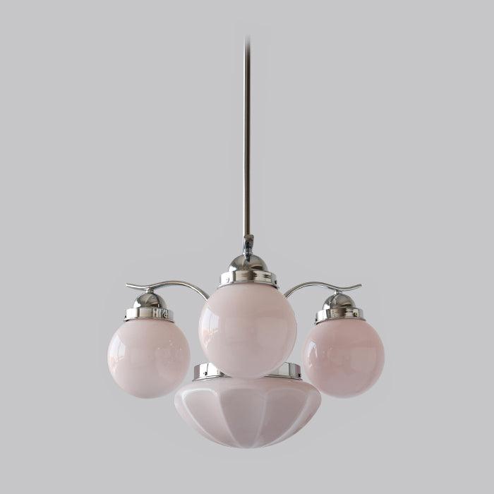 Lustra Chandelier Retro Chic Globe White Glass - Letslighting