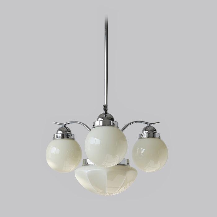 Lustra Chandelier Retro Chic Globe White Glass - Letslighting