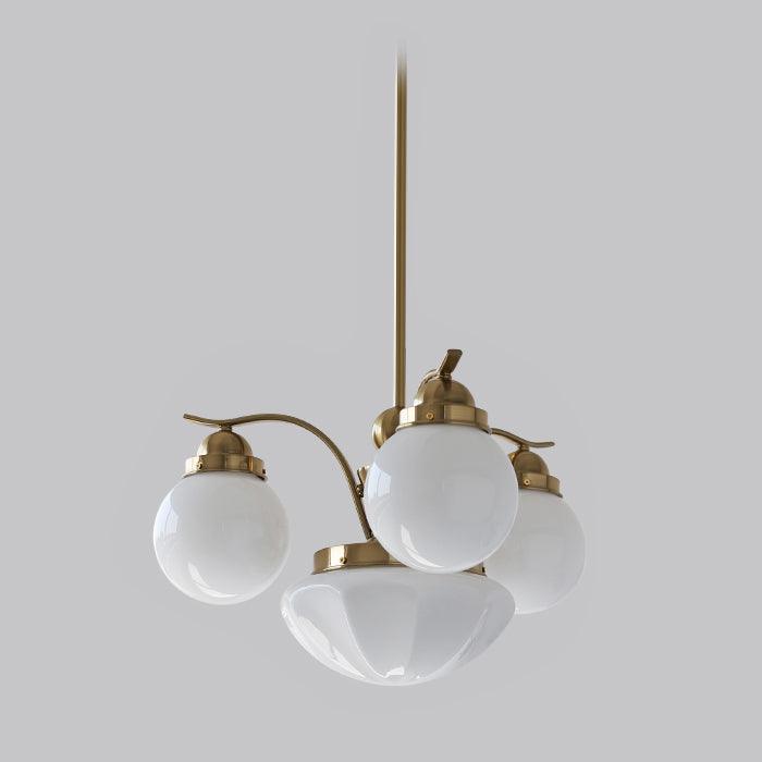 Lustra Chandelier Retro Chic Globe White Glass - Letslighting