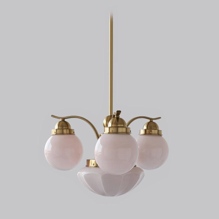 Lustra Chandelier Retro Chic Globe White Glass - Letslighting