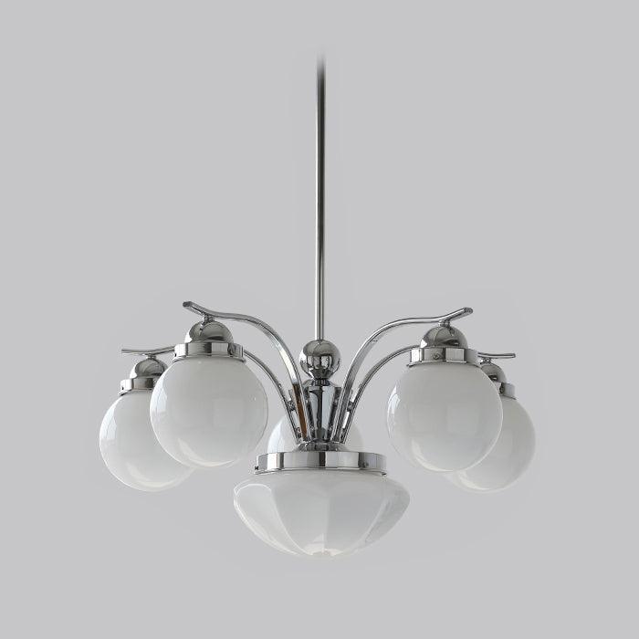 Lustra Chandelier Retro Chic Globe White Glass - Letslighting