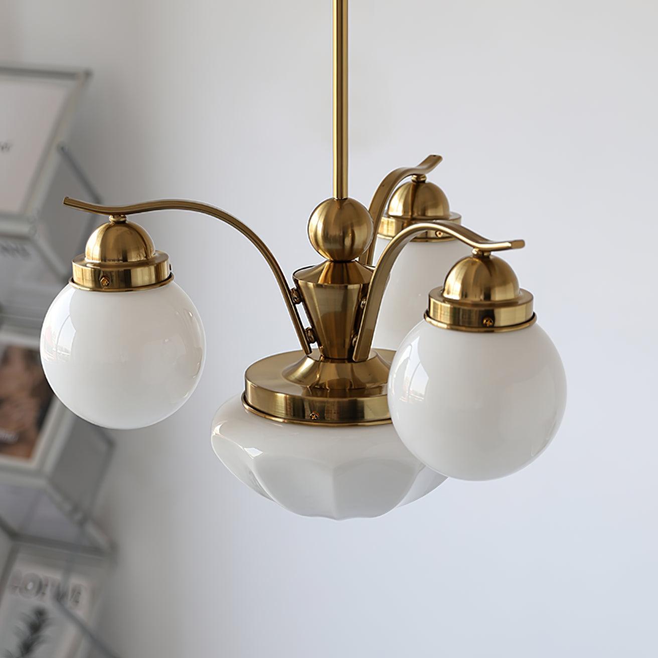 Lustra Chandelier Retro Chic Globe White Glass - Letslighting