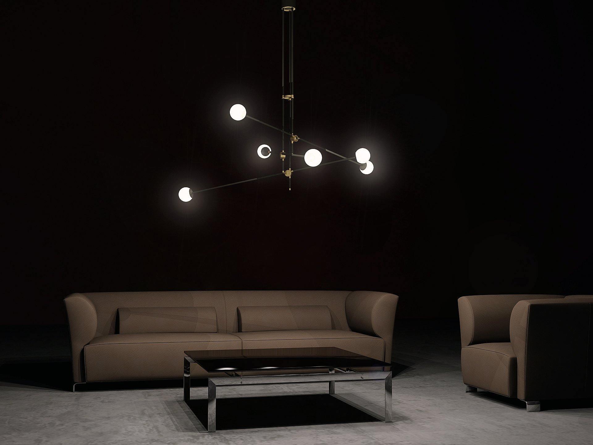 Lustra Chandelier SI Brass Glass Globe - Letslighting