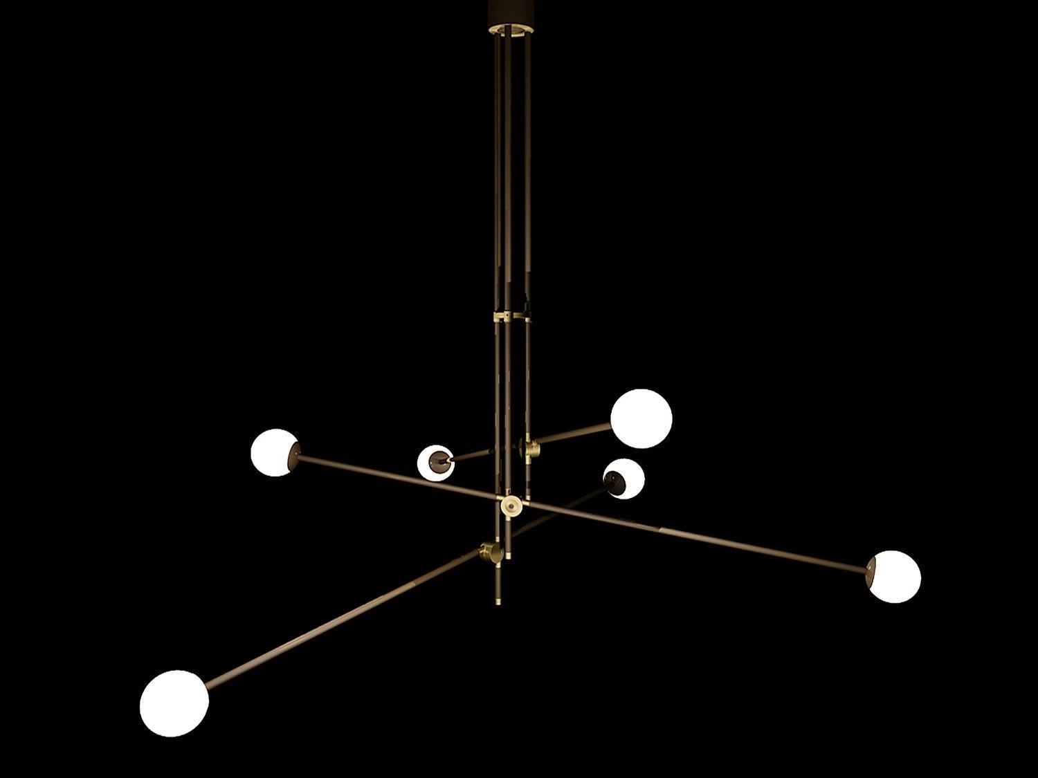 Lustra Chandelier SI Brass Glass Globe - Letslighting