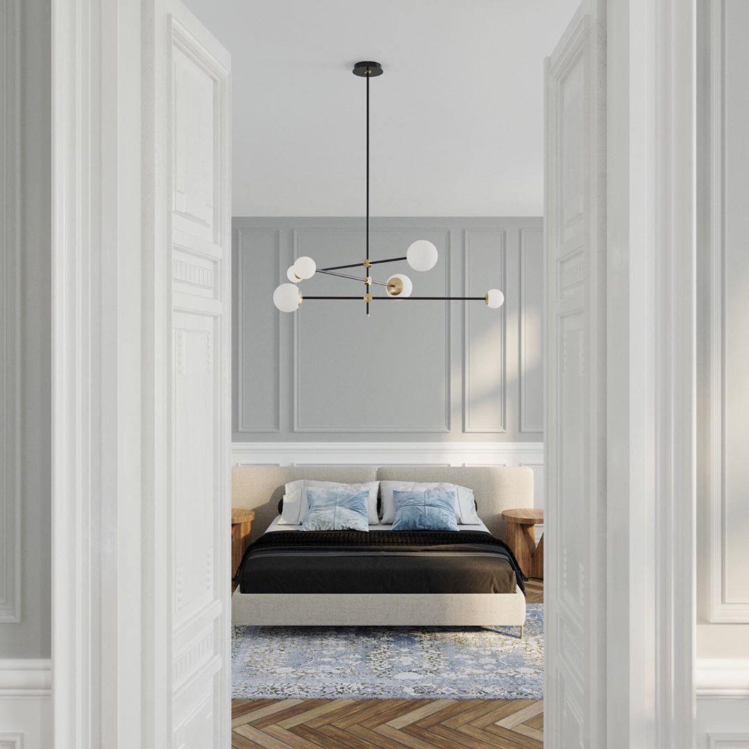 Lustra Chandelier SI Brass Glass Globe - Letslighting