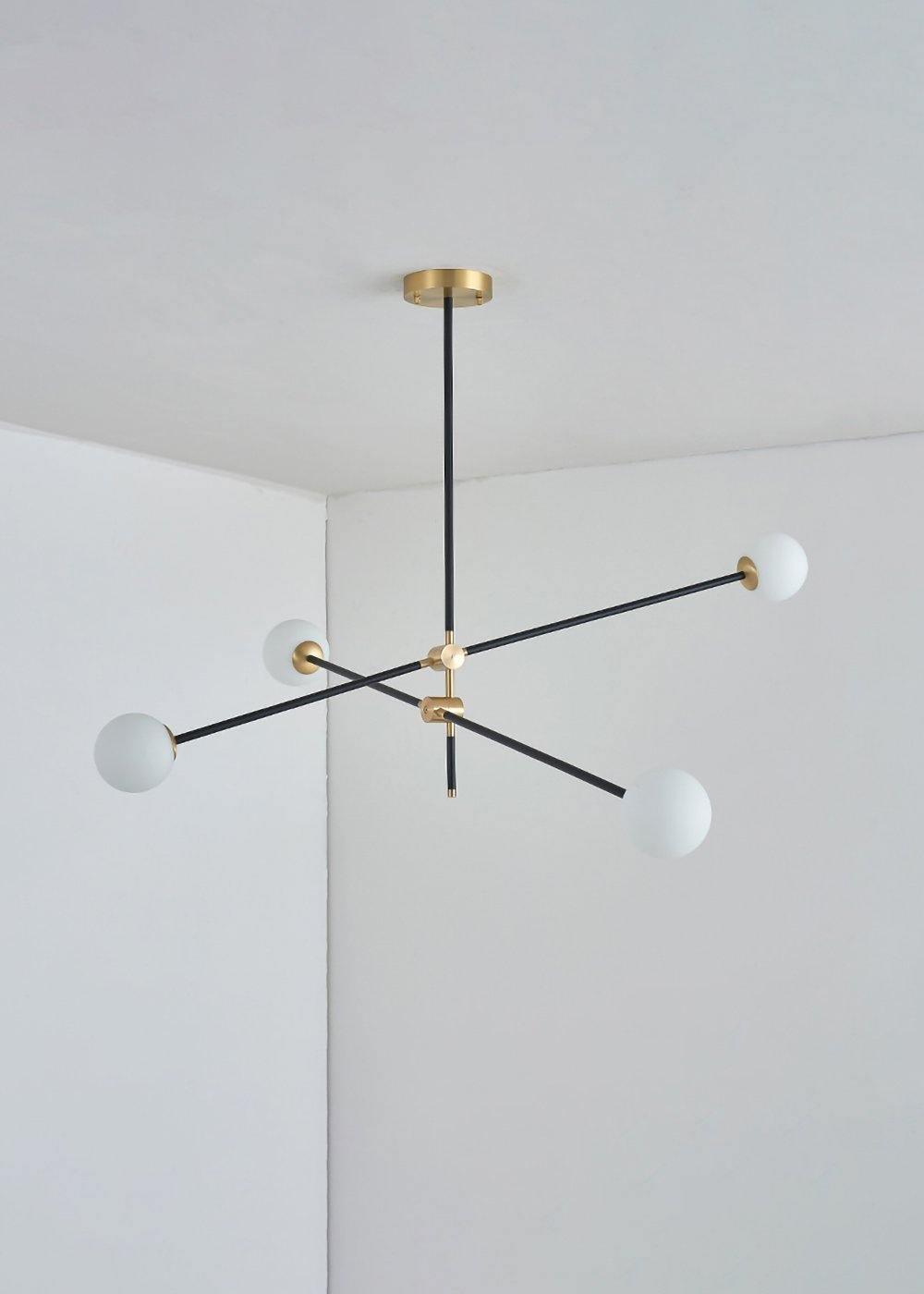 Lustra Chandelier SI Brass Glass Globe - Letslighting